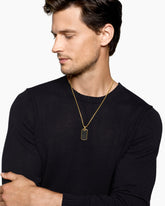 Chevron Tag in 18K Yellow Gold with Black Diamonds, 35mm